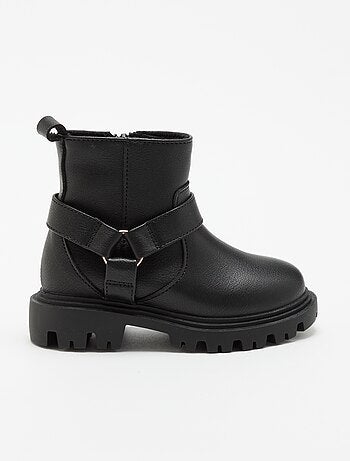 Boots en simili avec sangle motarde