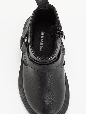 Boots en simili avec sangle motarde