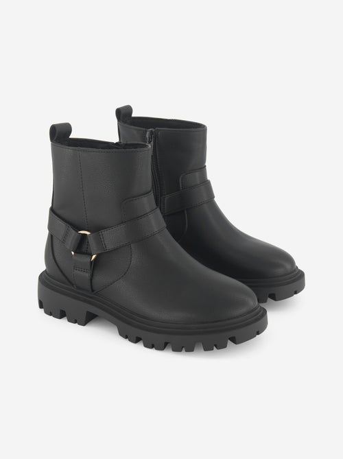 Boots en simili avec sangles fantaisies - Kiabi