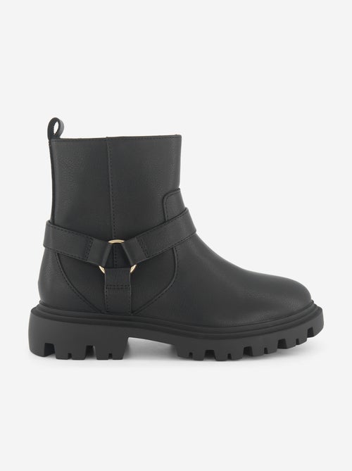 Boots en simili avec sangles fantaisies - Kiabi