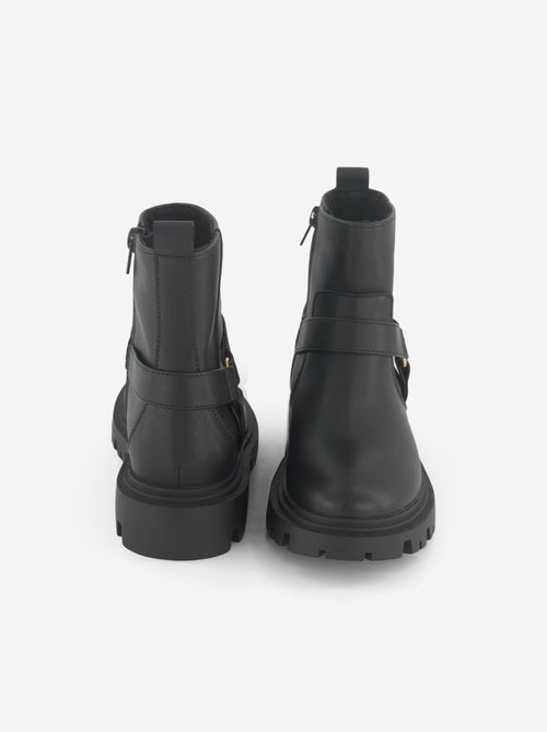 Boots en simili avec sangles fantaisies - Kiabi