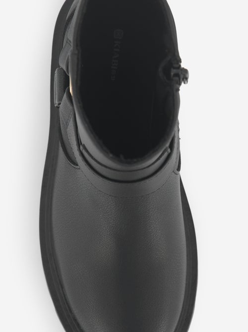 Boots en simili avec sangles fantaisies - Kiabi