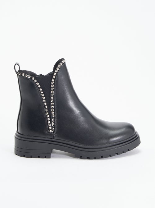 Boots en simili avec strass - Kiabi