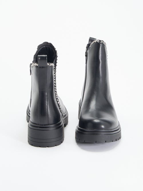 Boots en simili avec strass - Kiabi