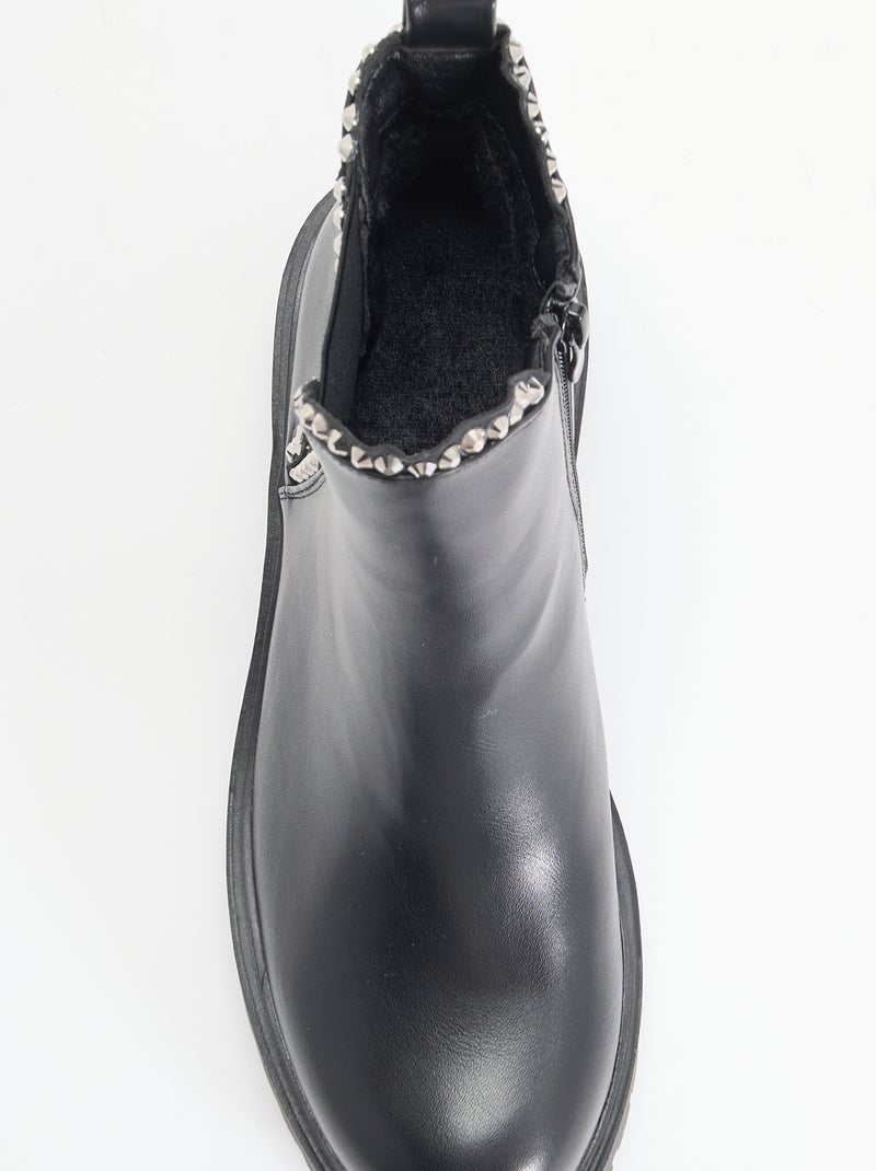 Boots en simili avec strass Noir - Kiabi