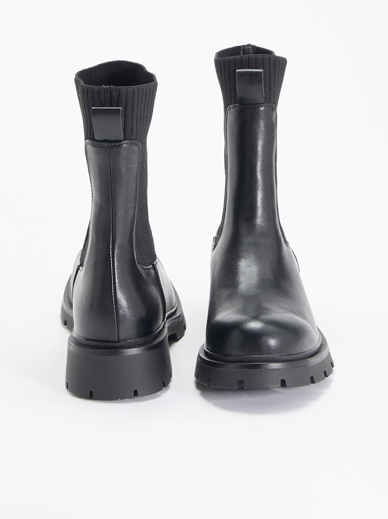 Boots en simili Noir - Kiabi
