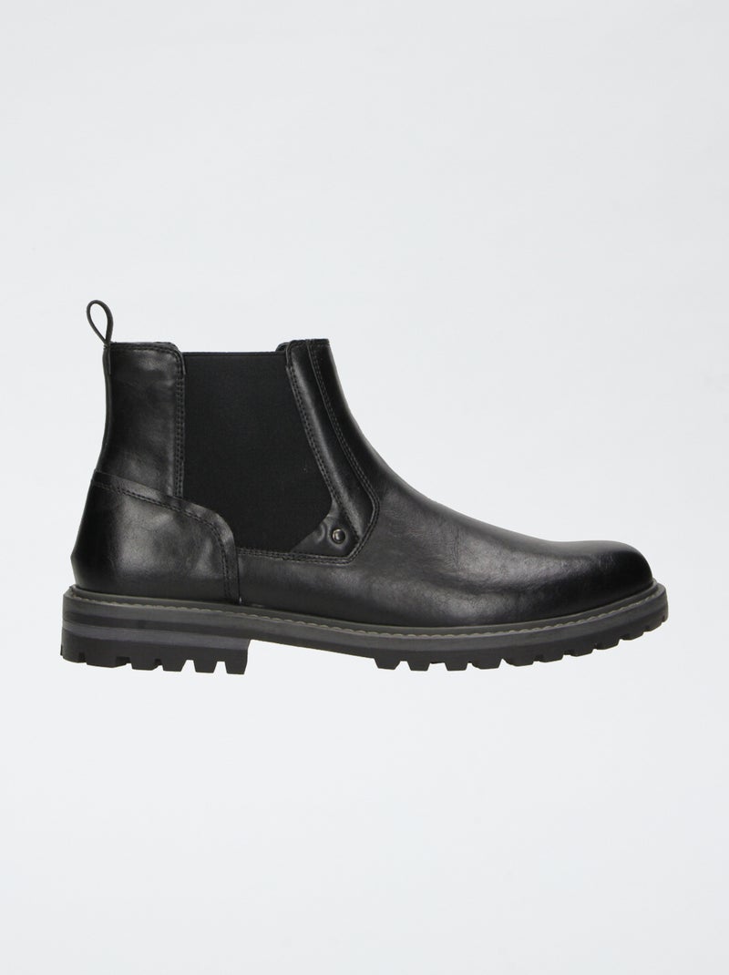 Boots en simili Noir - Kiabi
