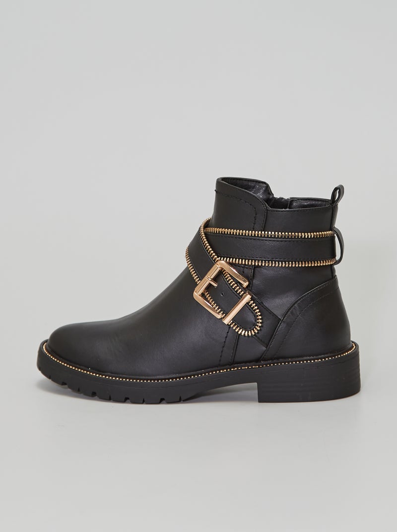 Boots en simili noire noir - Kiabi