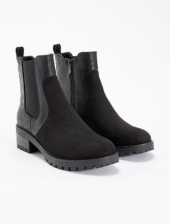 Boots en simili texturé et suédine