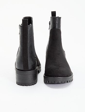 Boots en simili texturé et suédine