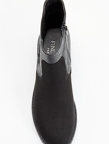 Boots en simili texturé et suédine