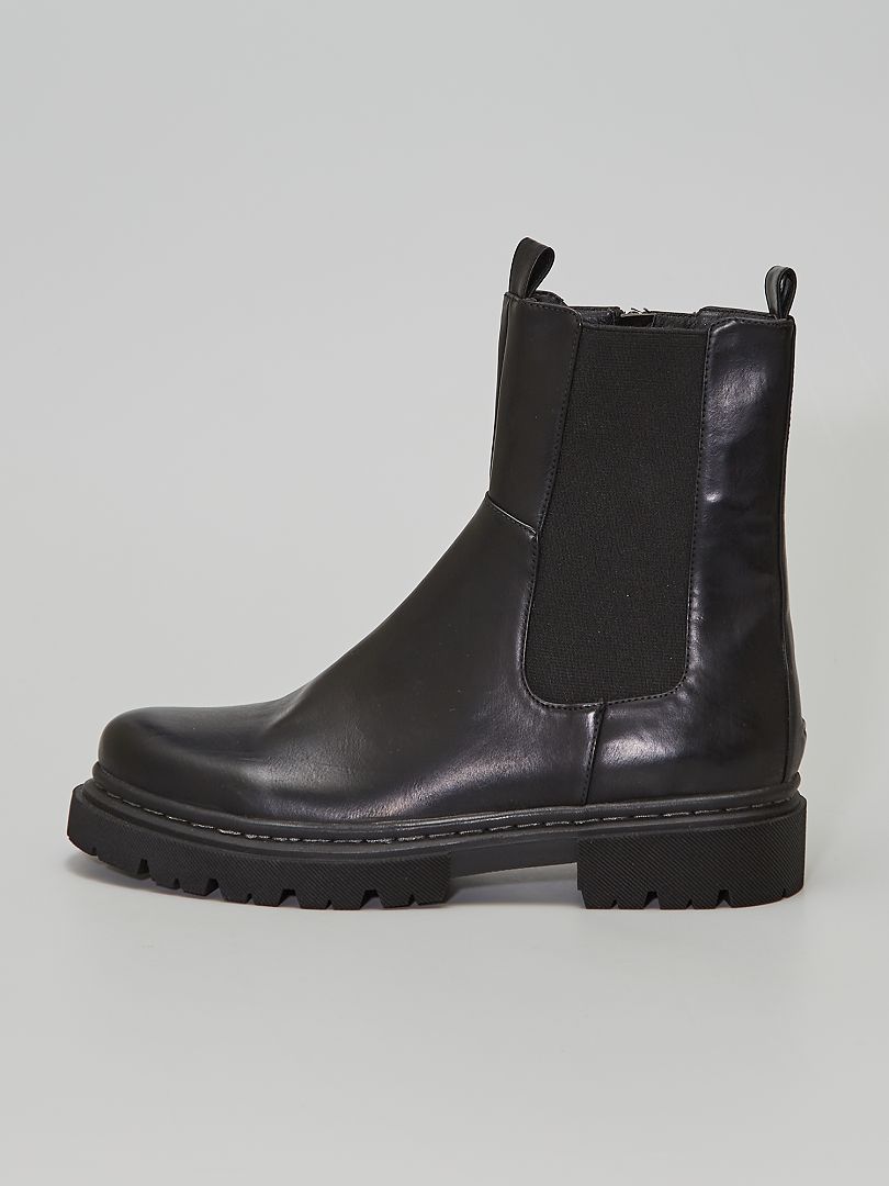 Boots en simili type 'Chelsea' noir - Kiabi