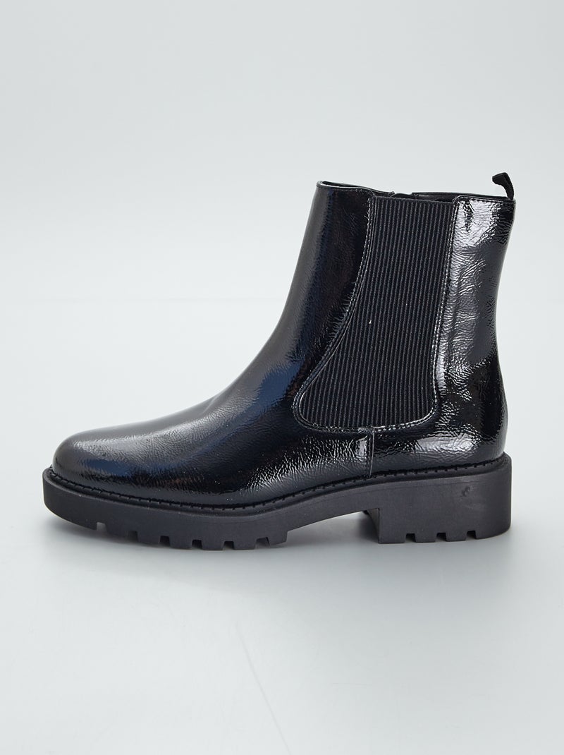 Boots en simili type Chelsea noir - Kiabi