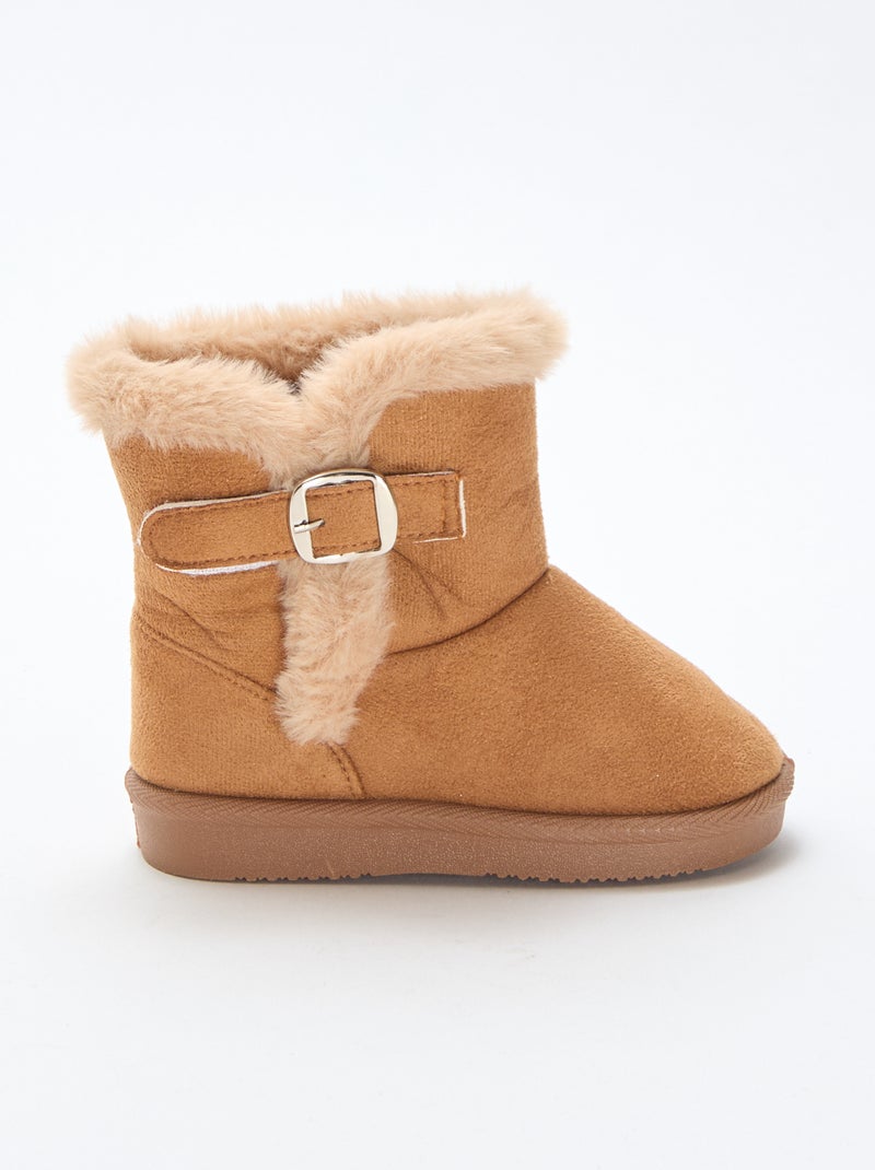 Boots en suédine avec intérieur fourré Camel - Kiabi