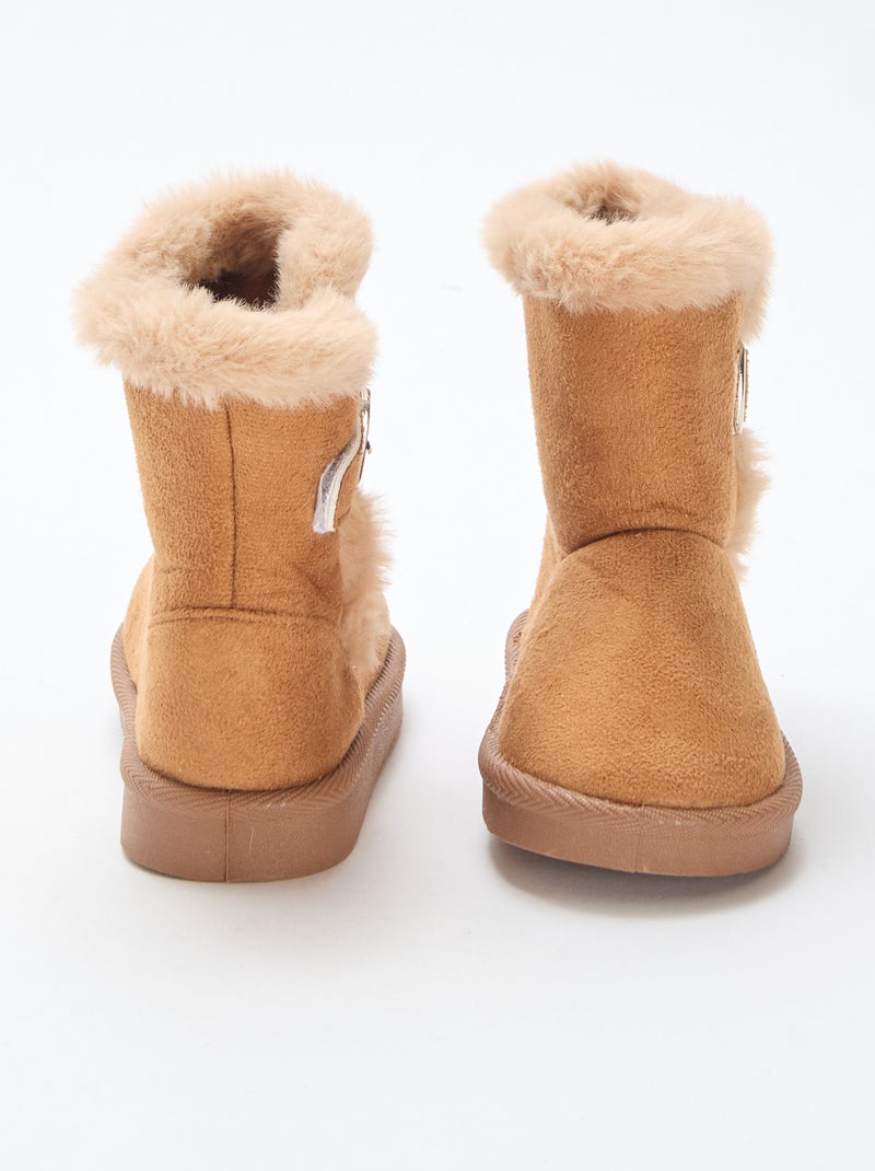 Boots en suédine avec intérieur fourré Camel - Kiabi