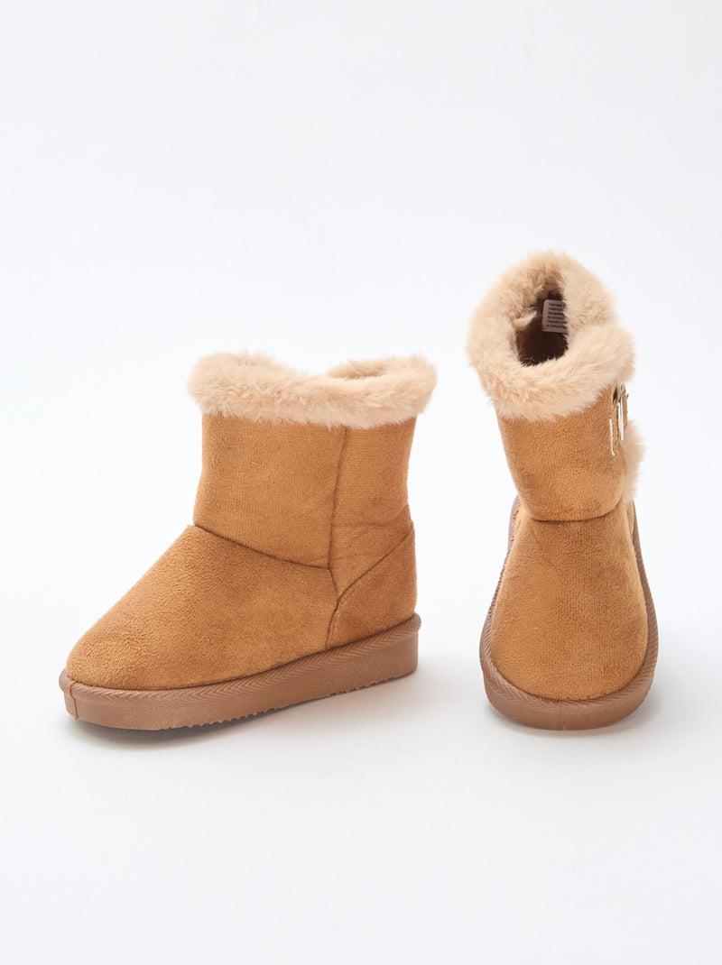 Boots en suédine avec intérieur fourré Camel - Kiabi