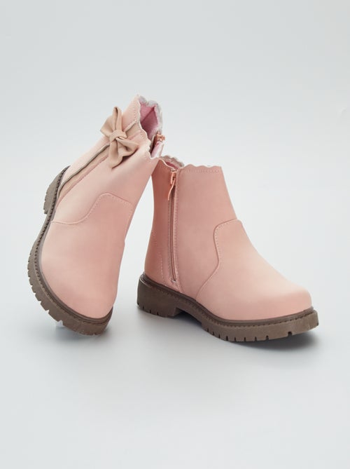 Boots en suédine avec noeud fantaisie - Kiabi