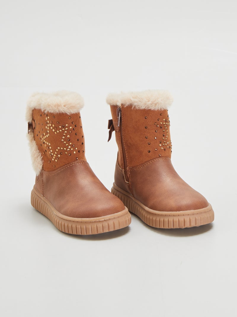Boots en suédine Camel - Kiabi