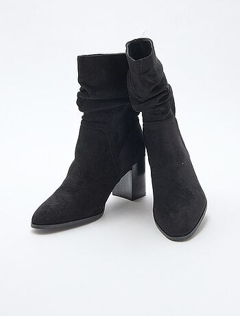Boots en suédine effet plissé
