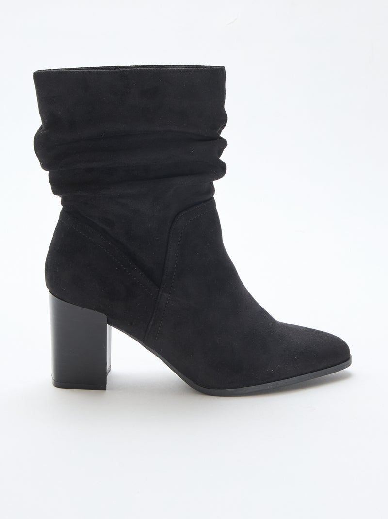 Boots en suédine effet plissé Noir - Kiabi