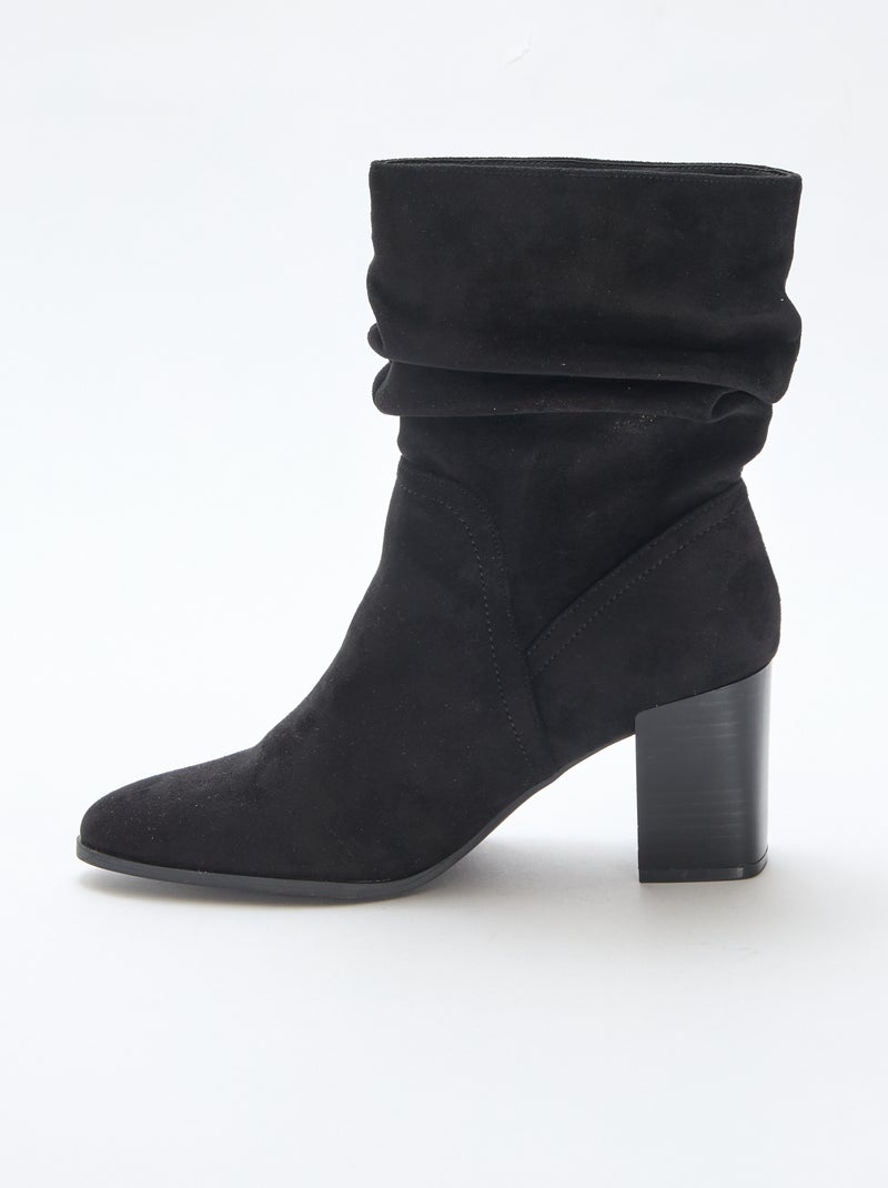 Boots en suédine effet plissé Noir - Kiabi