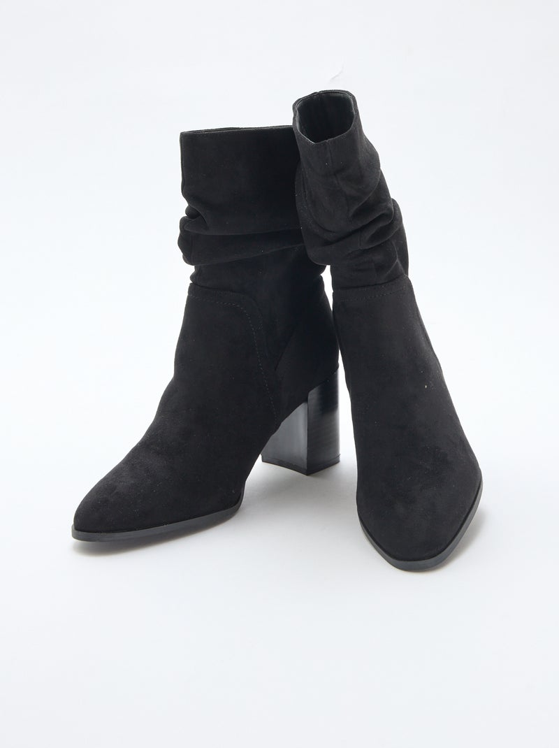 Boots en suédine effet plissé Noir - Kiabi