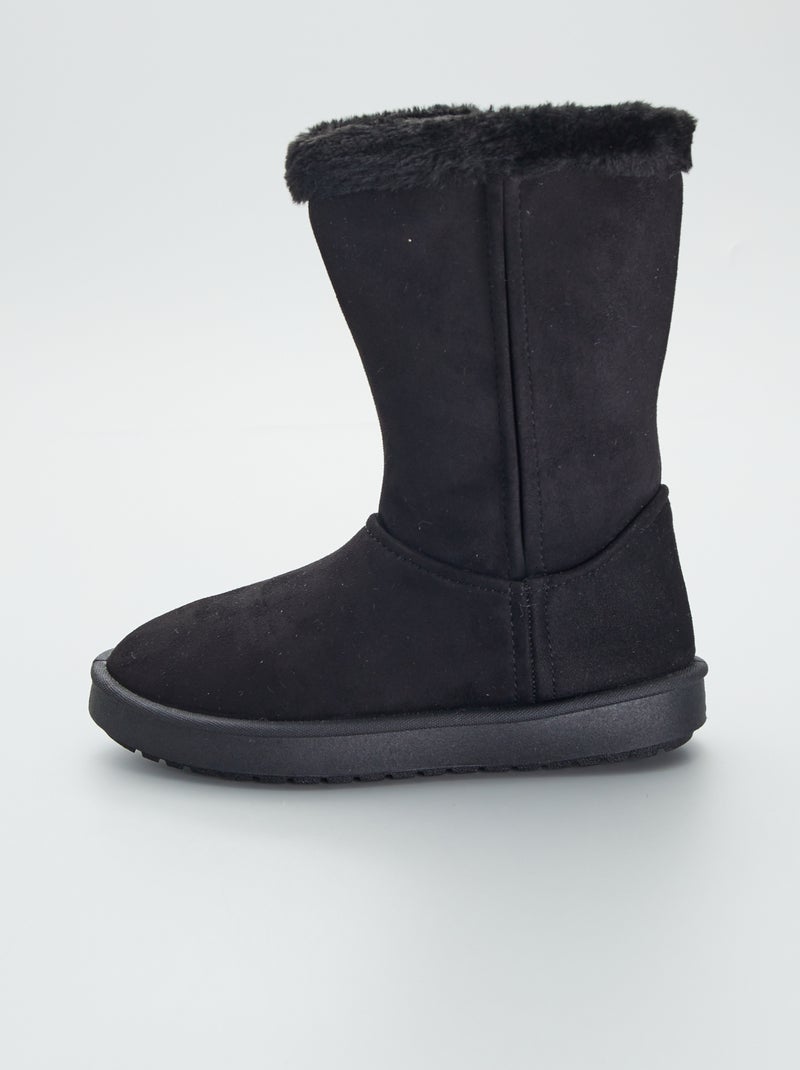 Boots en suédine et intérieur fourré Noir - Kiabi