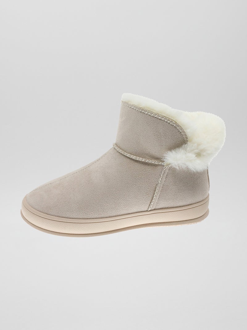 Boots en suédine fourrées Beige - Kiabi