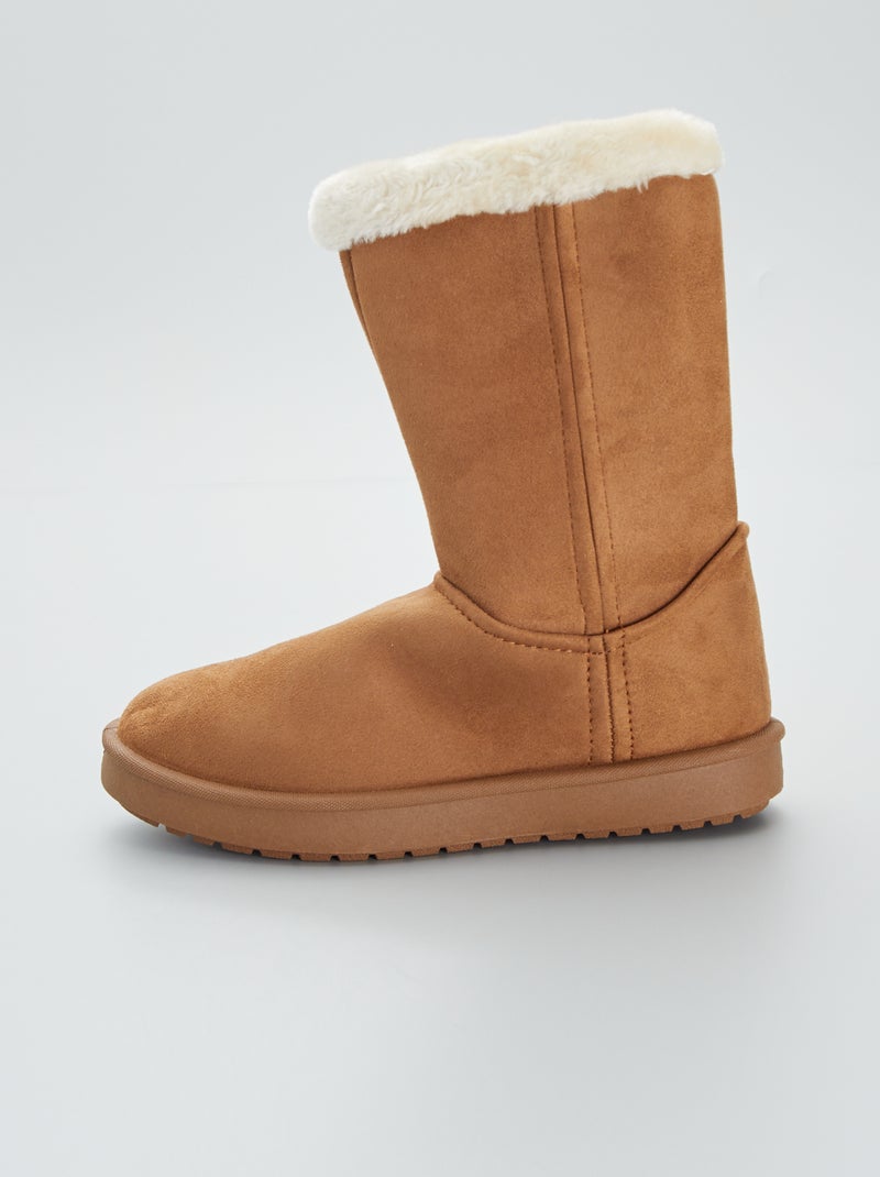 Boots en suédine fourrées Camel - Kiabi