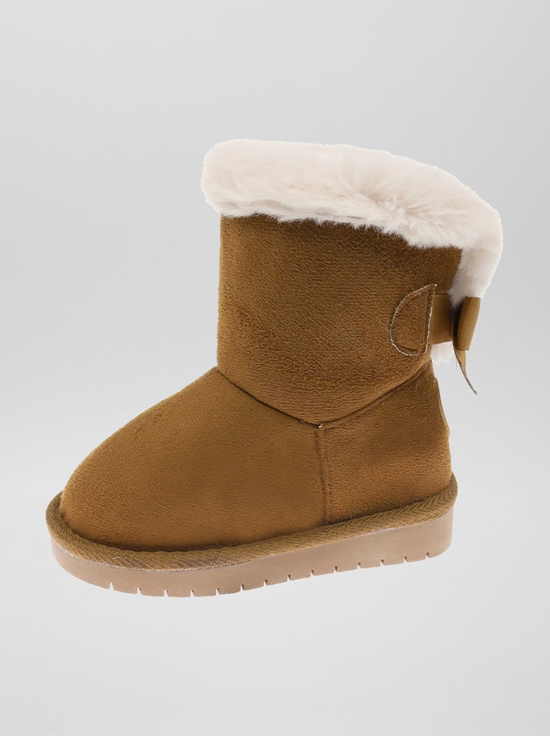 Boots en suédine fourrées Marron - Kiabi