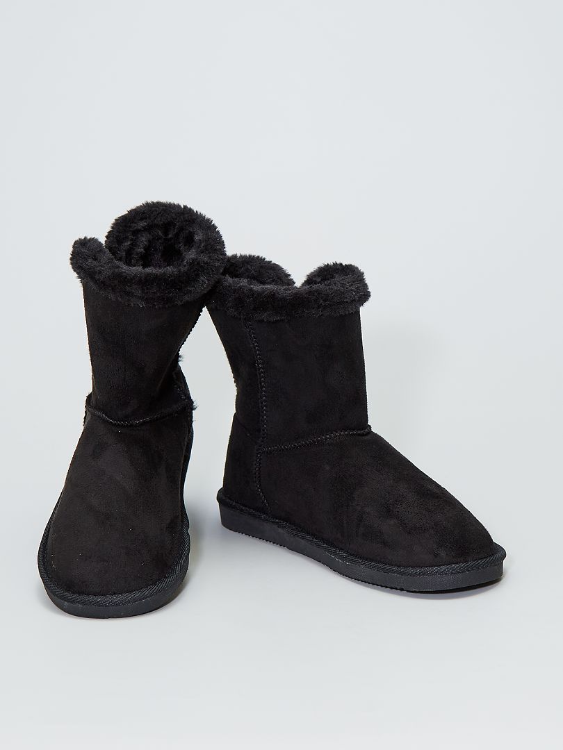Boots en suédine fourrées noir - Kiabi