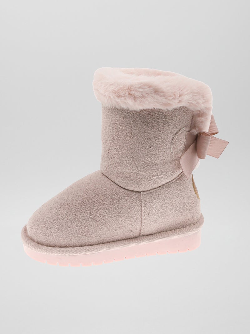 Boots en suédine fourrées Rose - Kiabi