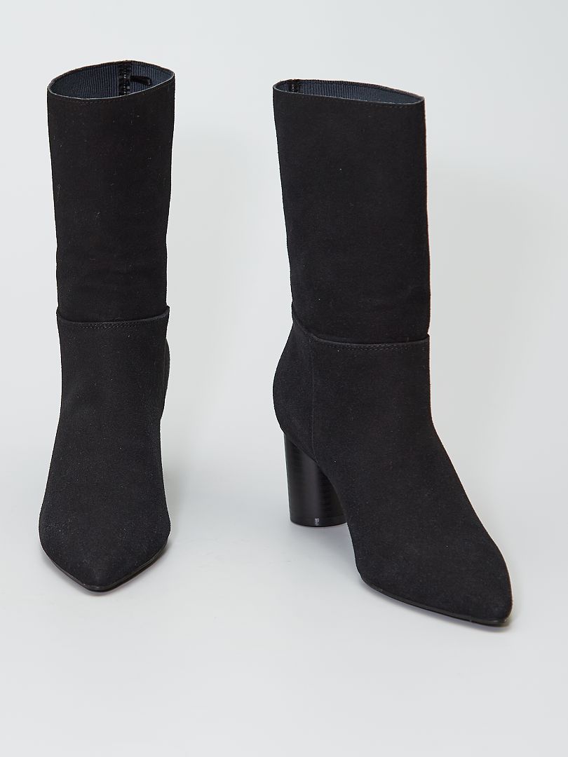 Boots en suédine noir - Kiabi