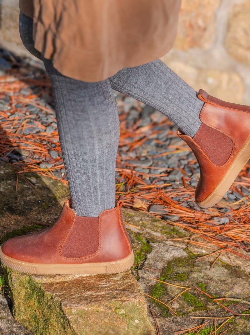 Boots Enfant En Cuir - Boni Kola Bleu marine - Kiabi