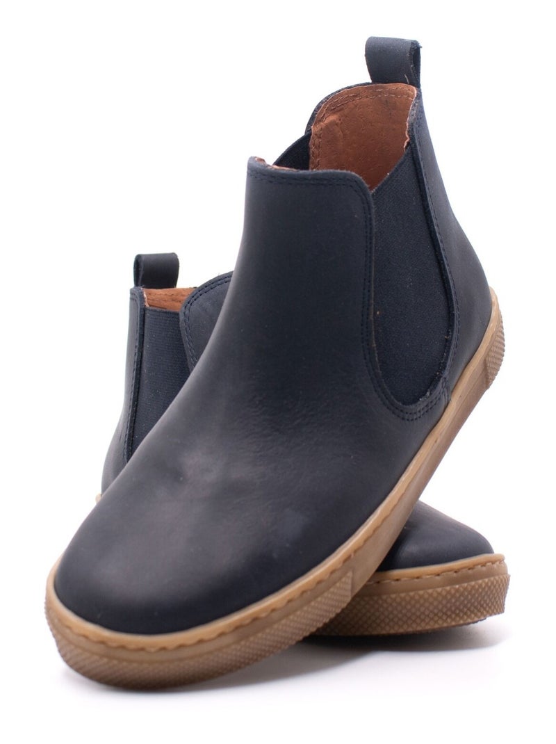 Boots Enfant En Cuir - Boni Kola Bleu marine - Kiabi