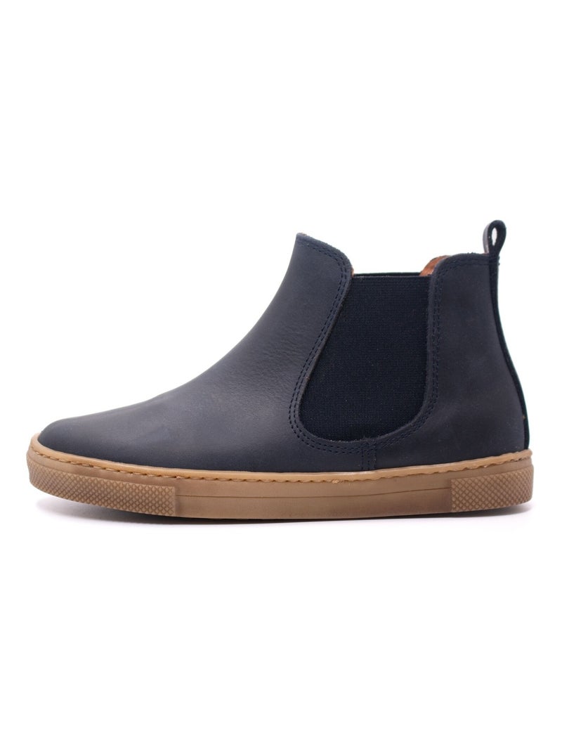 Boots Enfant En Cuir - Boni Kola Bleu marine - Kiabi