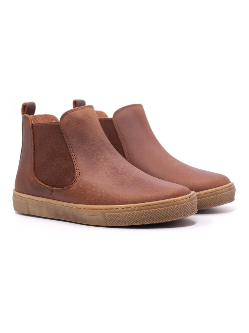 Boots Enfant En Cuir - Boni Kola Marron - Kiabi