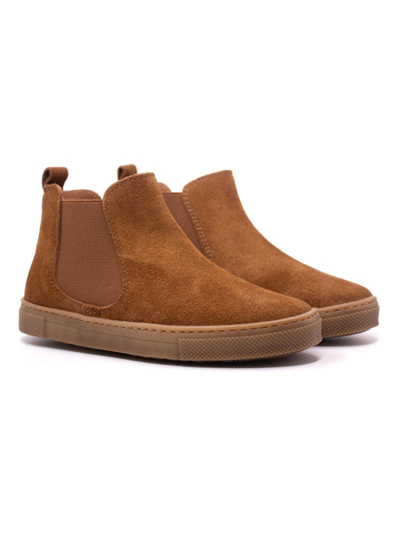 Boots Enfant En Daim - Boni Kola Beige foncé - Kiabi