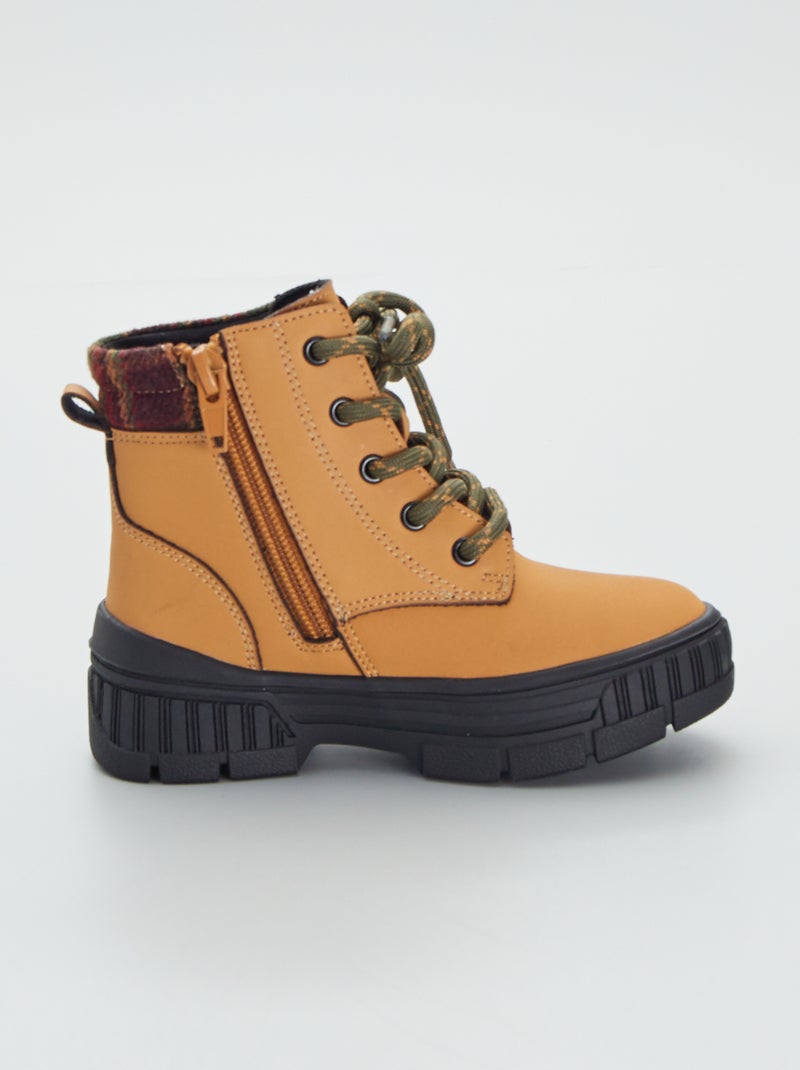 Boots esprit rando enfilage facile Beige - Kiabi