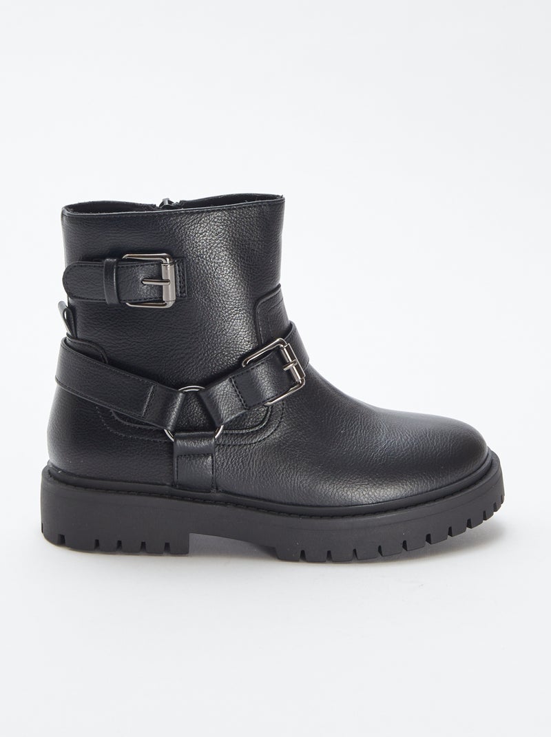 Boots esprit rock Noir - Kiabi