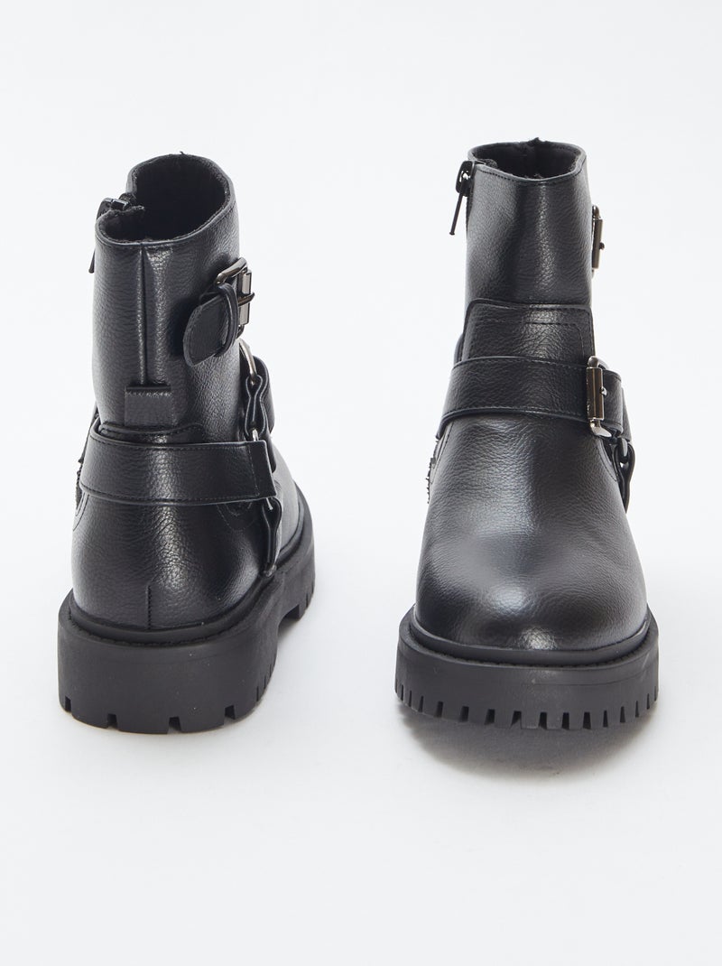 Boots esprit rock Noir - Kiabi