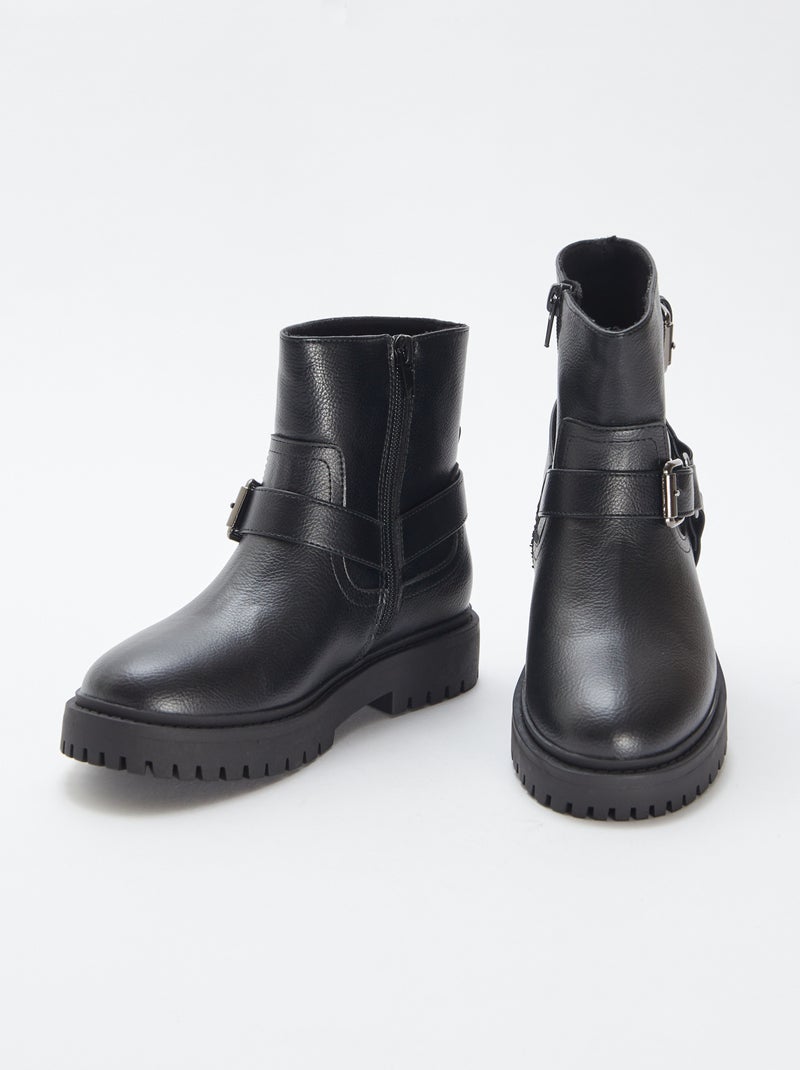 Boots esprit rock Noir - Kiabi