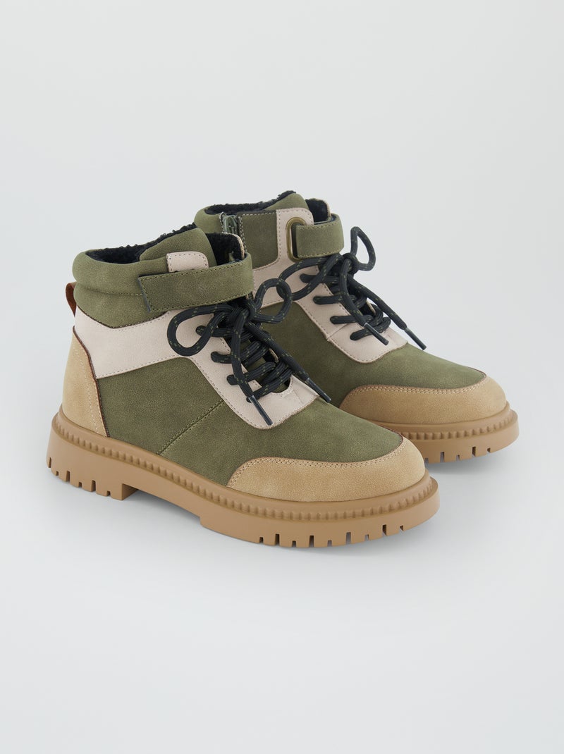 Boots esprit 'trekking' Tricolore - Kiabi