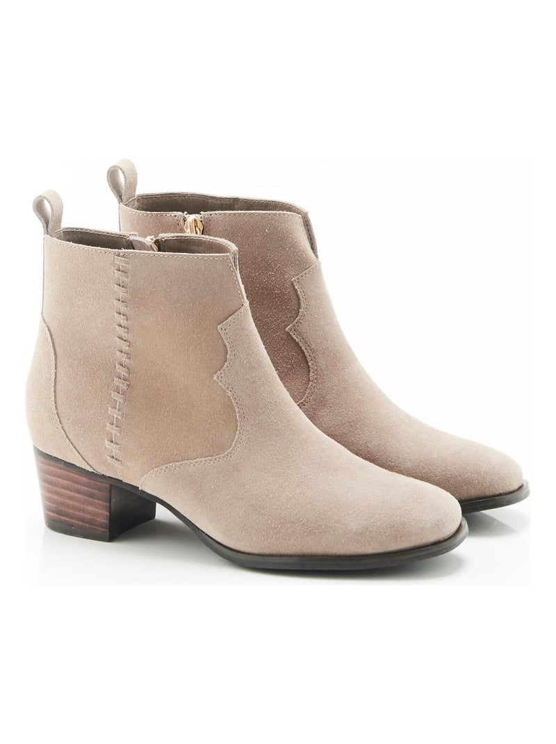 Boots esprit western - Damart Beige - Kiabi