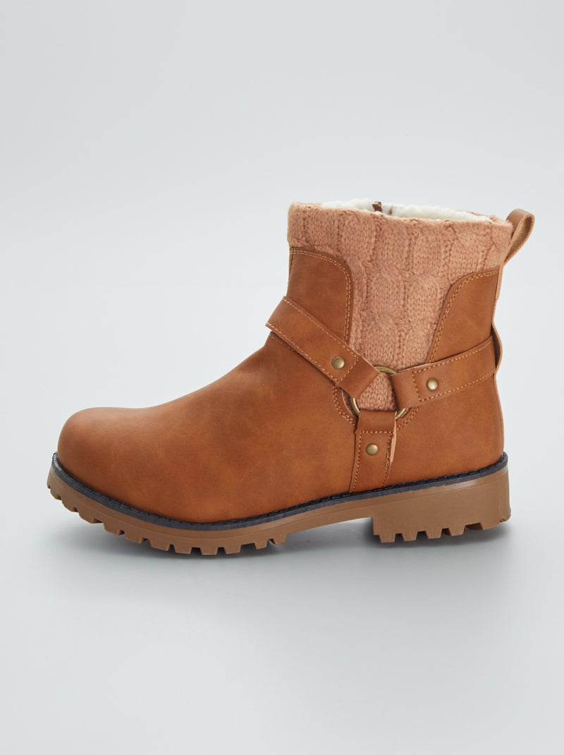 Boots esprit western brun - Kiabi