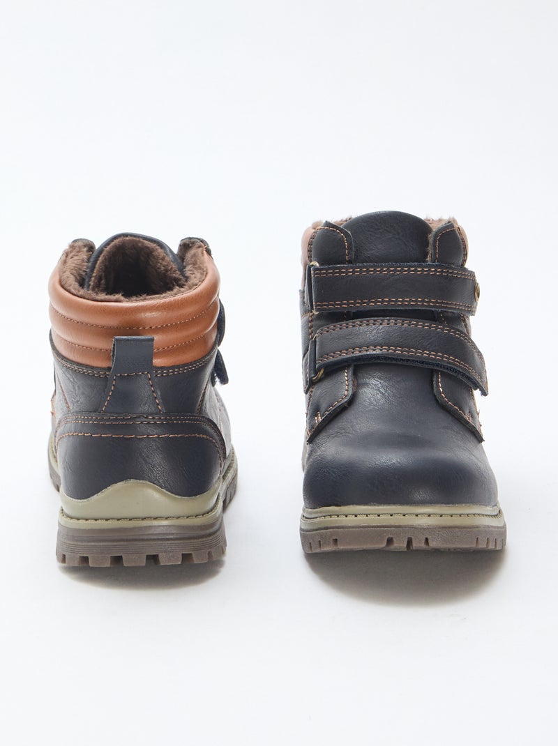 Boots fourrées à ouverture à scratchs Bleu - Kiabi