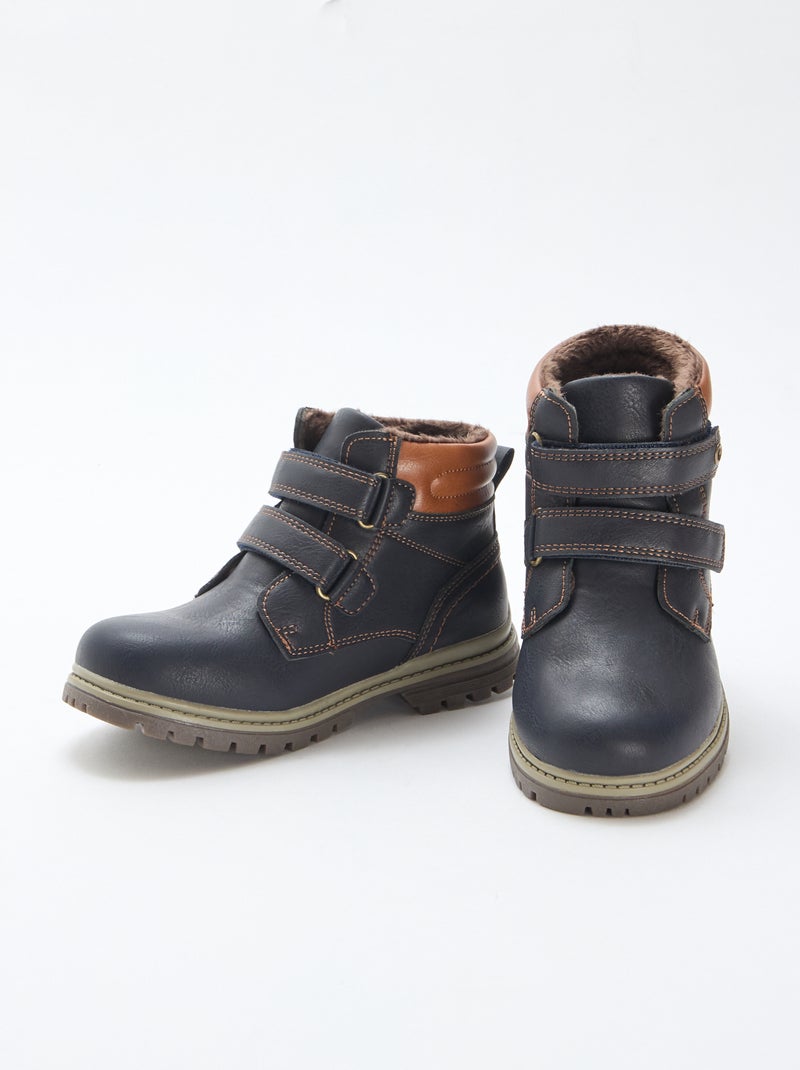 Boots fourrées à ouverture à scratchs Bleu - Kiabi