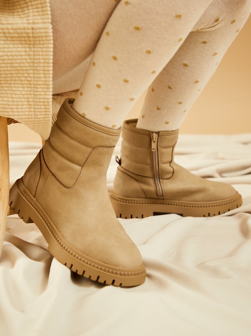 Boots fourrées chaudes Beige - Kiabi