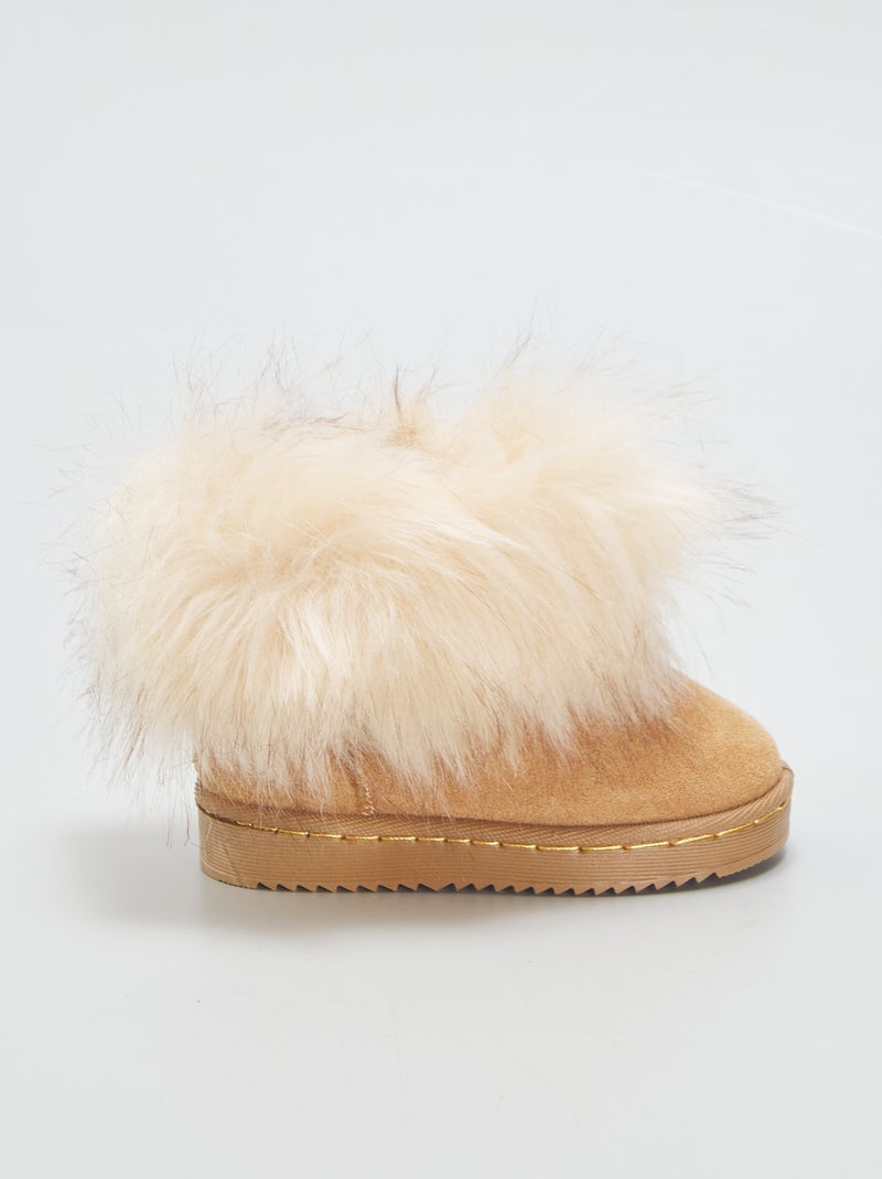Boots fourrées en suédine Camel - Kiabi