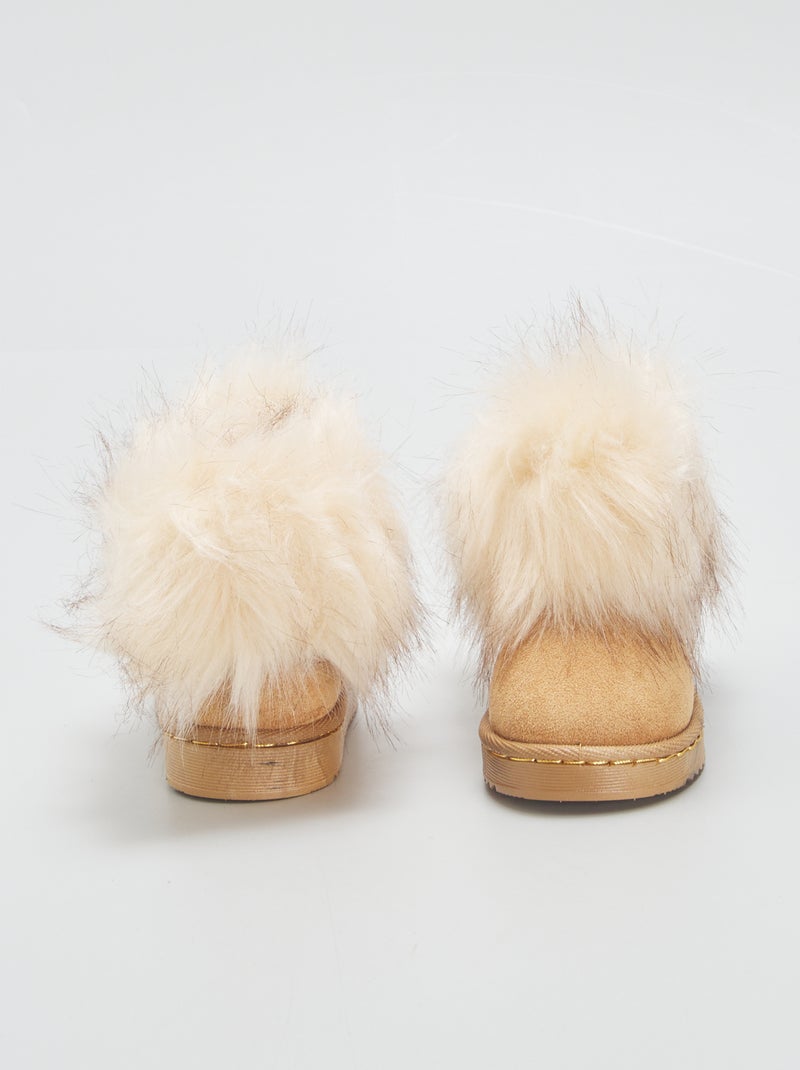 Boots fourrées en suédine Camel - Kiabi